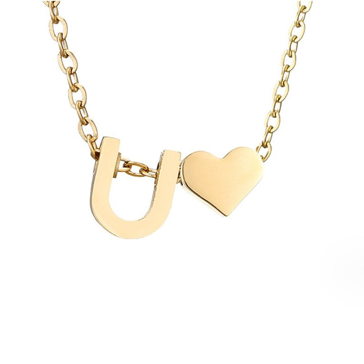 Classic Heart Pendant Necklace with Personalized Initial
