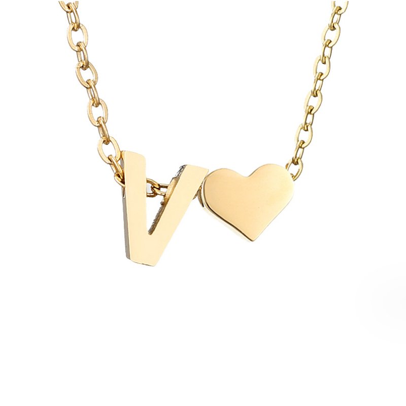 Classic Heart Pendant Necklace with Personalized Initial