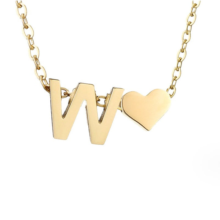 Classic Heart Pendant Necklace with Personalized Initial