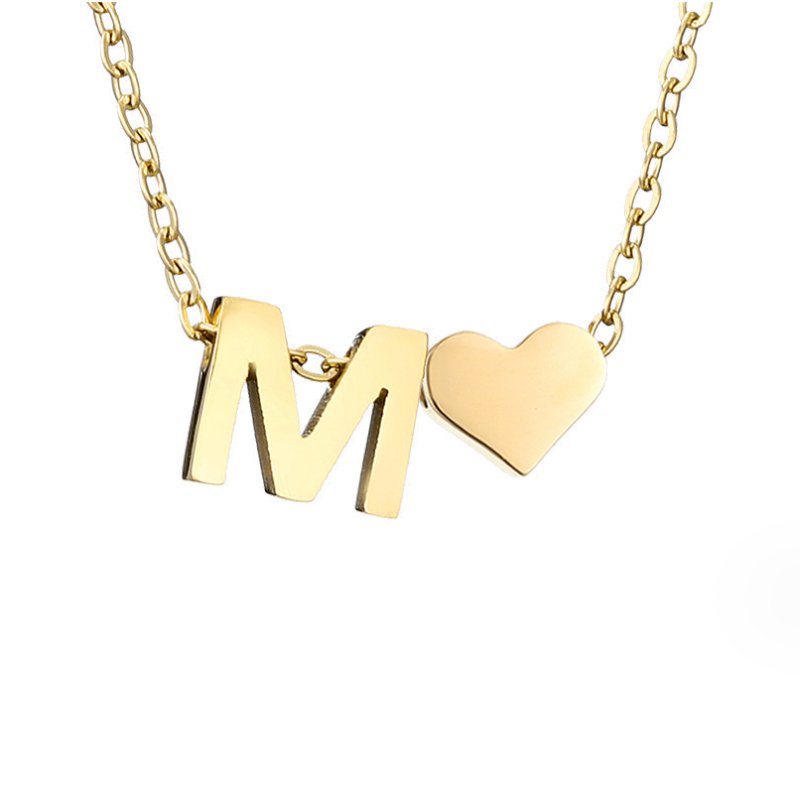 Classic Heart Pendant Necklace with Personalized Initial