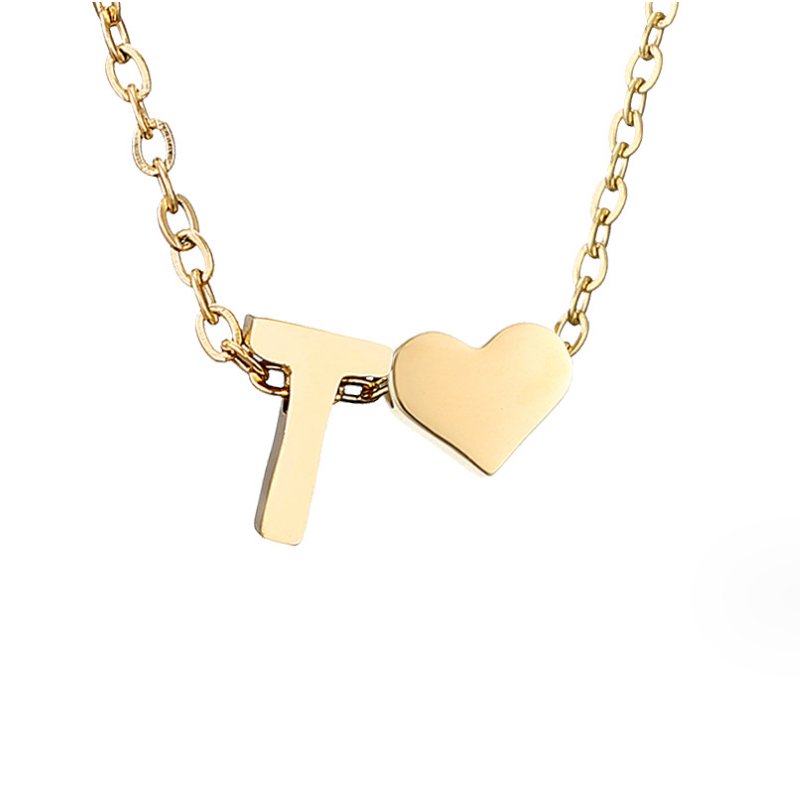 Classic Heart Pendant Necklace with Personalized Initial