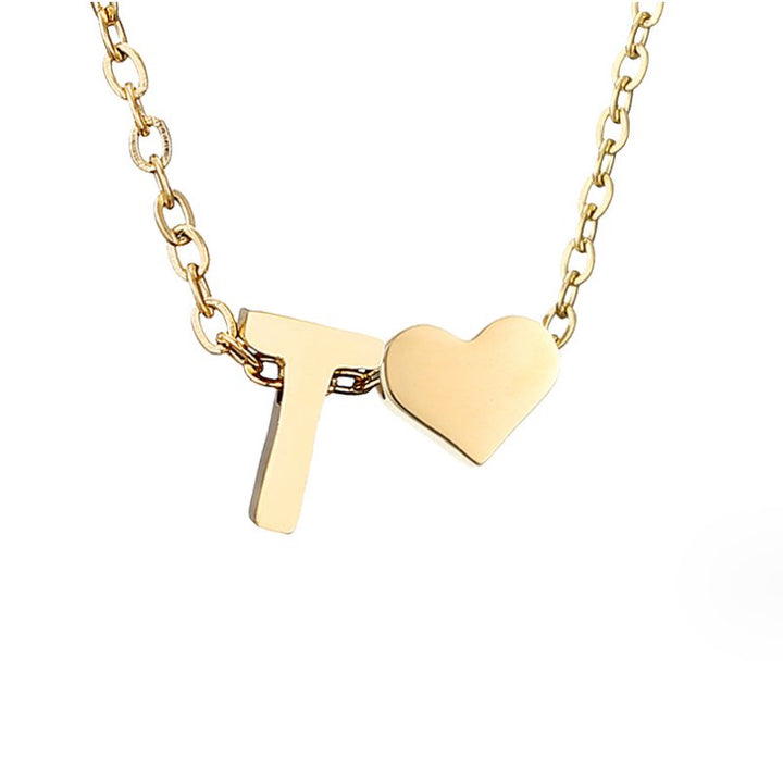 Classic Heart Pendant Necklace with Personalized Initial