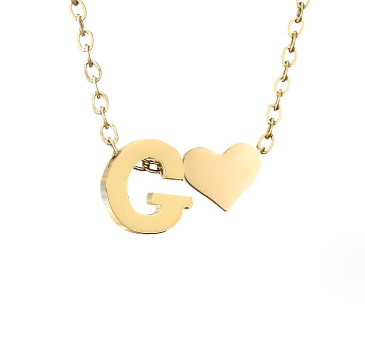 Classic Heart Pendant Necklace with Personalized Initial