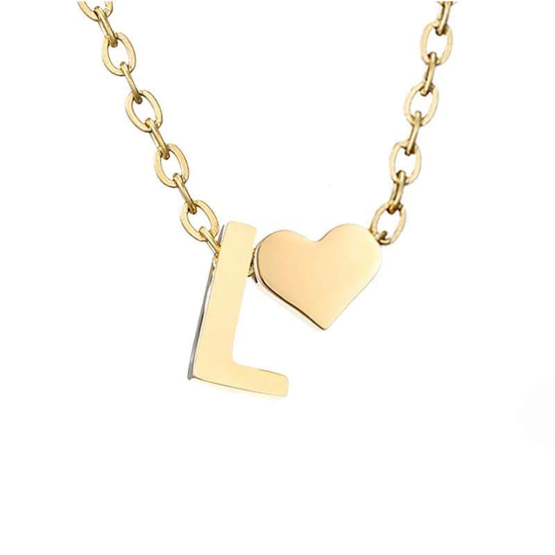 Classic Heart Pendant Necklace with Personalized Initial