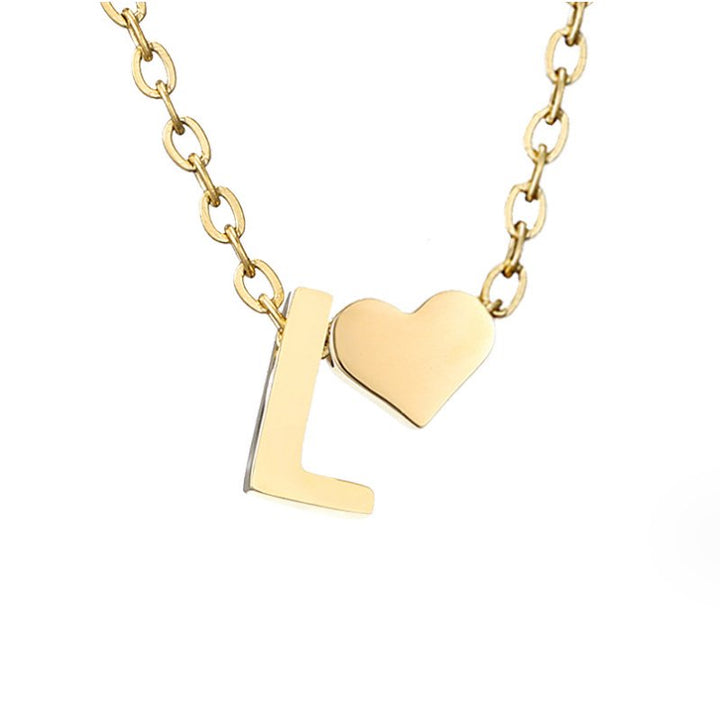 Classic Heart Pendant Necklace with Personalized Initial