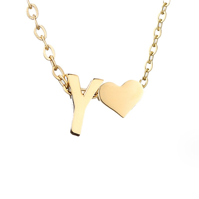 Classic Heart Pendant Necklace with Personalized Initial