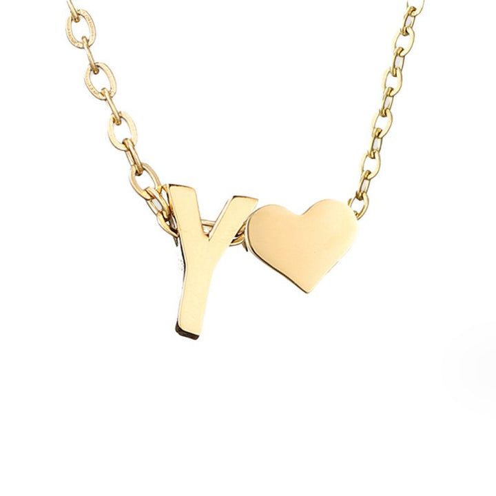 Classic Heart Pendant Necklace with Personalized Initial
