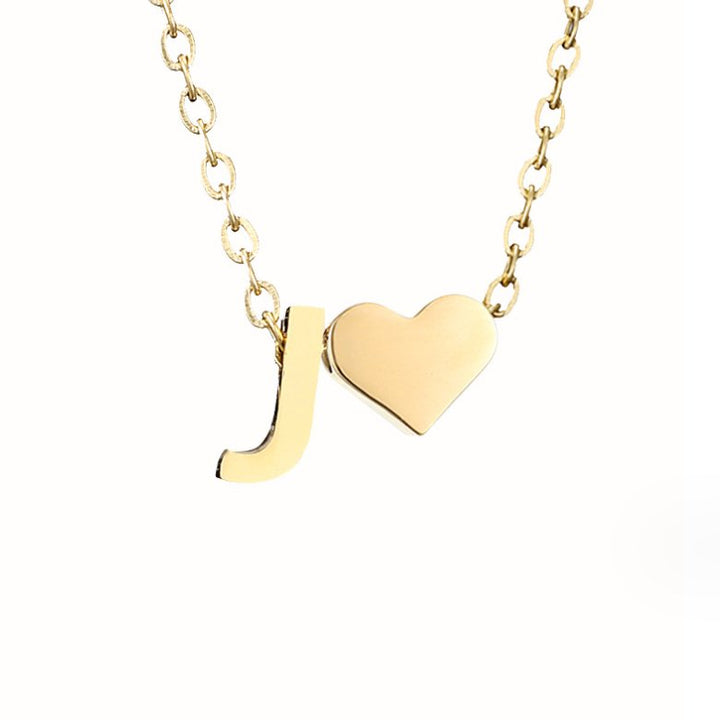 Classic Heart Pendant Necklace with Personalized Initial