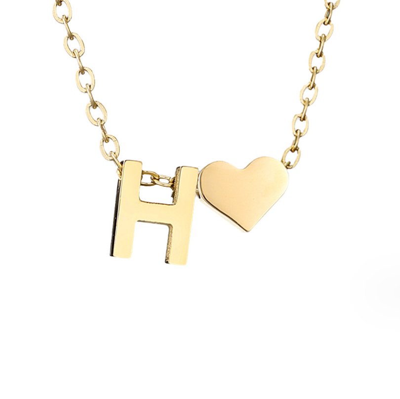 Classic Heart Pendant Necklace with Personalized Initial