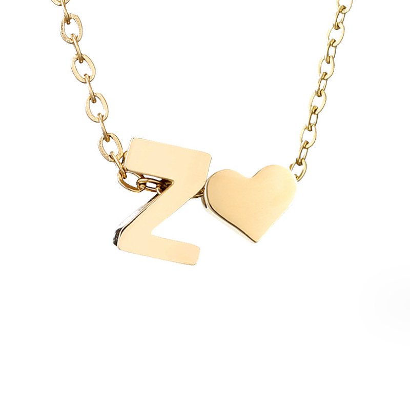 Classic Heart Pendant Necklace with Personalized Initial