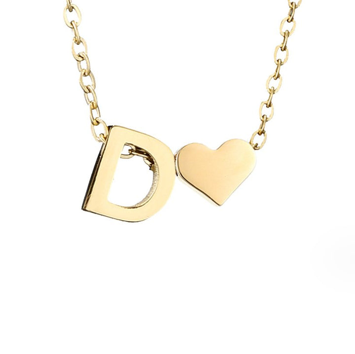 Classic Heart Pendant Necklace with Personalized Initial