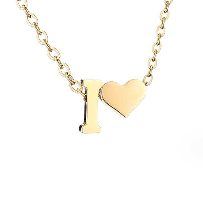 Classic Heart Pendant Necklace with Personalized Initial