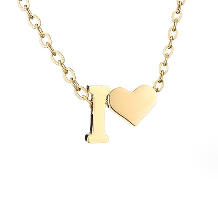 Classic Heart Pendant Necklace with Personalized Initial
