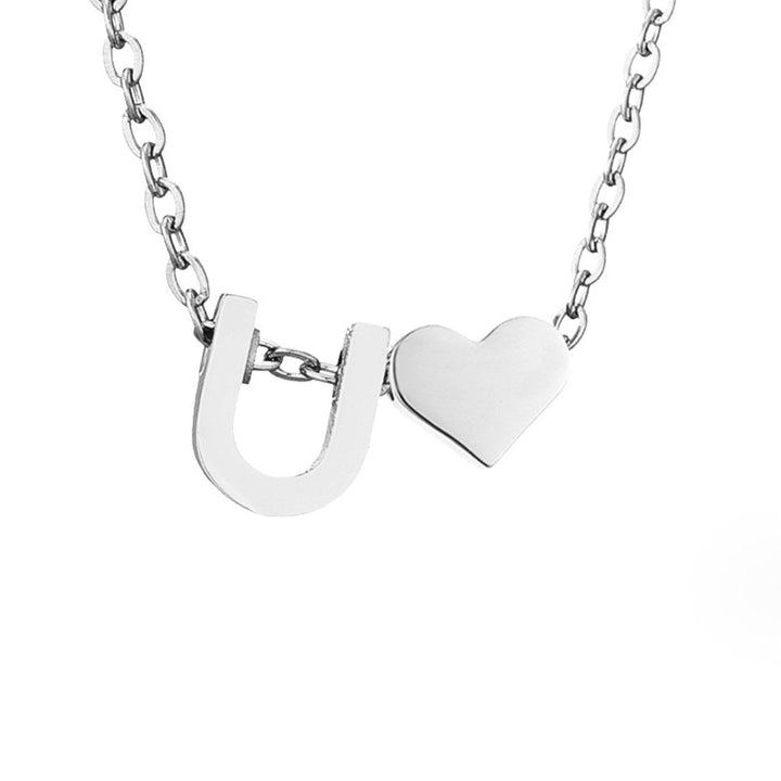 Classic Heart Pendant Necklace with Personalized Initial