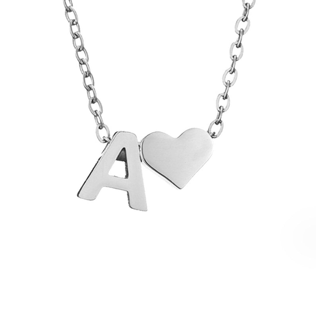 Classic Heart Pendant Necklace with Personalized Initial