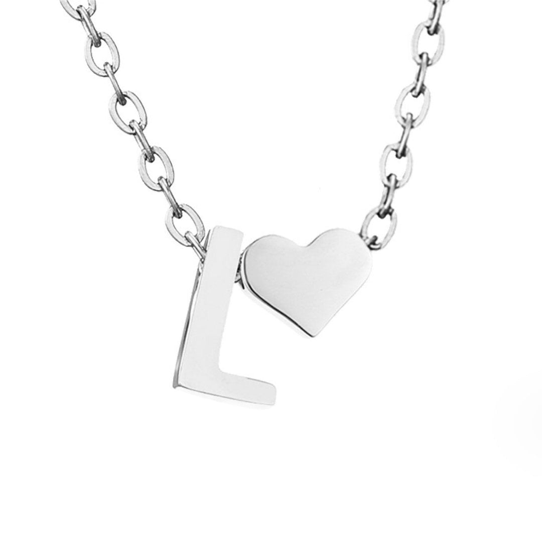Classic Heart Pendant Necklace with Personalized Initial