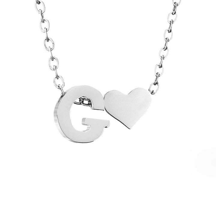 Classic Heart Pendant Necklace with Personalized Initial
