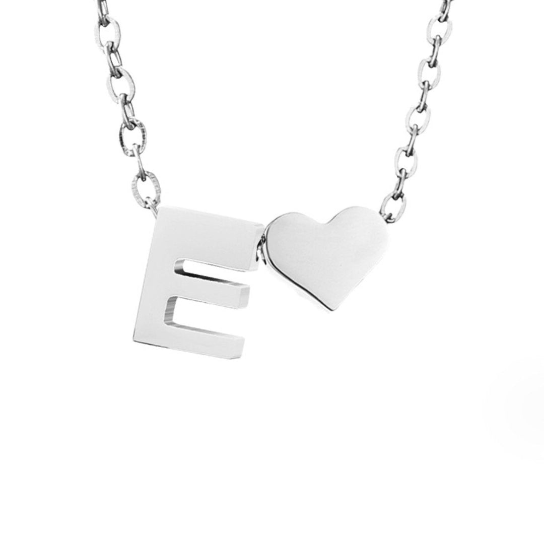 Classic Heart Pendant Necklace with Personalized Initial