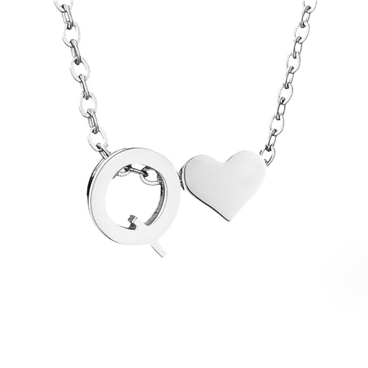 Classic Heart Pendant Necklace with Personalized Initial