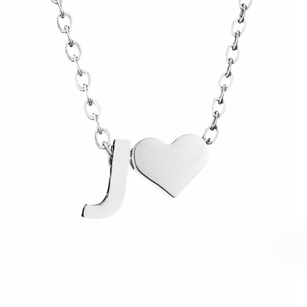 Classic Heart Pendant Necklace with Personalized Initial