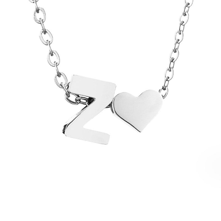 Classic Heart Pendant Necklace with Personalized Initial