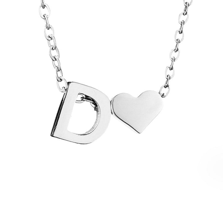 Classic Heart Pendant Necklace with Personalized Initial
