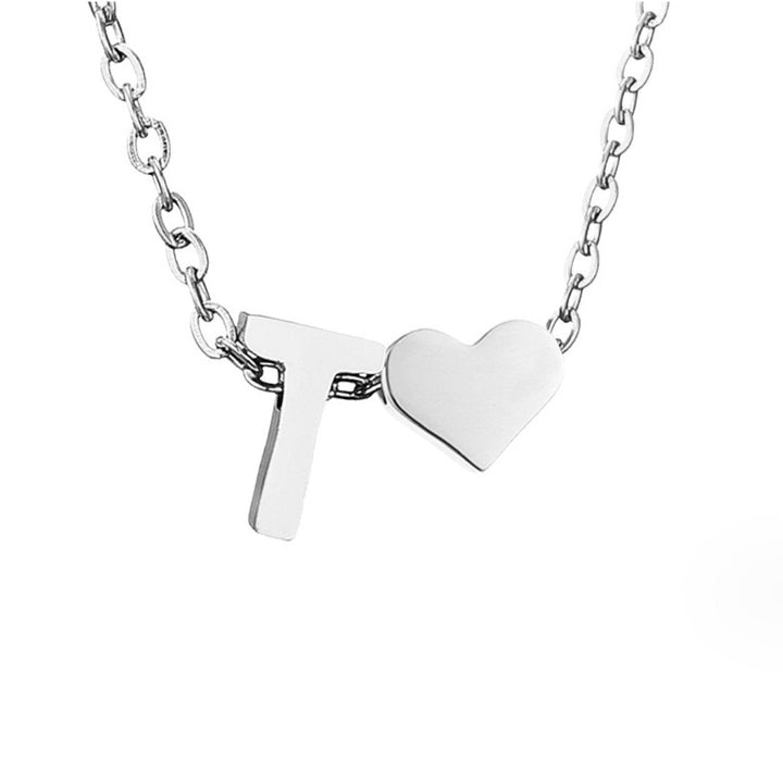 Classic Heart Pendant Necklace with Personalized Initial