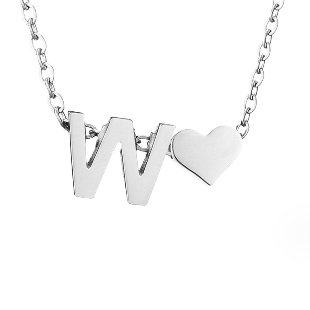 Classic Heart Pendant Necklace with Personalized Initial