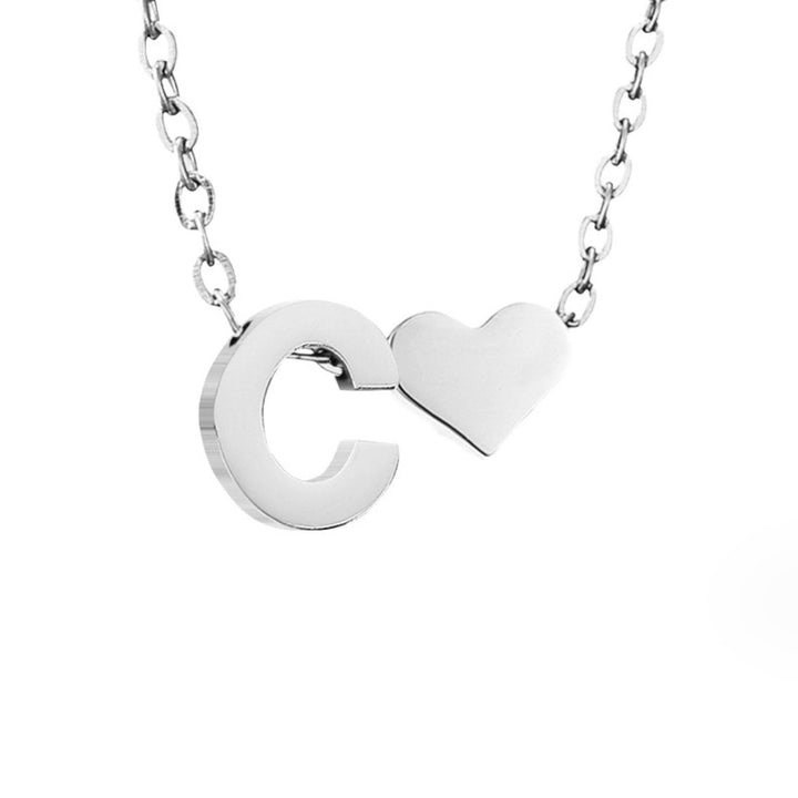 Classic Heart Pendant Necklace with Personalized Initial