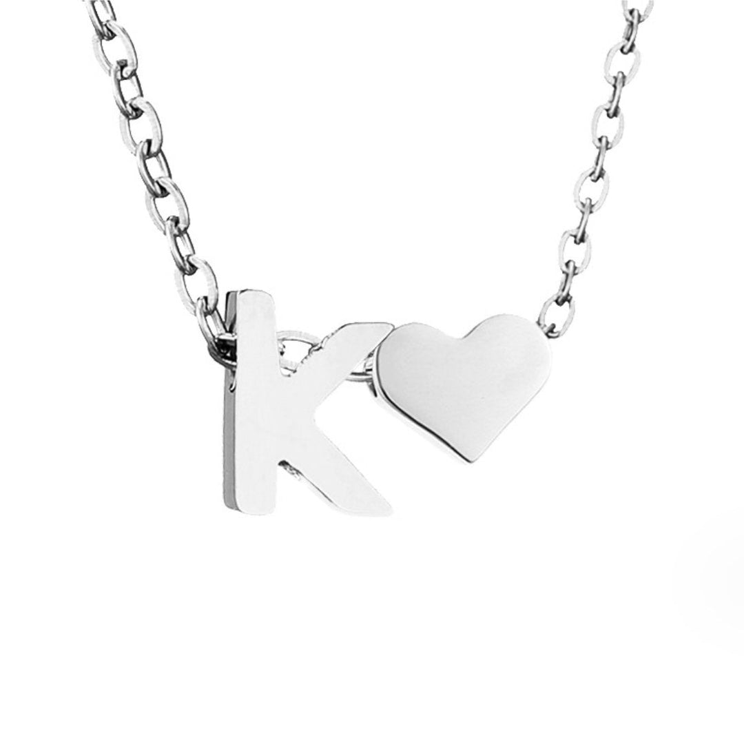 Classic Heart Pendant Necklace with Personalized Initial