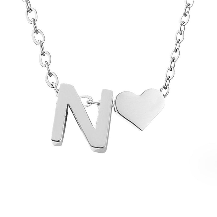 Classic Heart Pendant Necklace with Personalized Initial