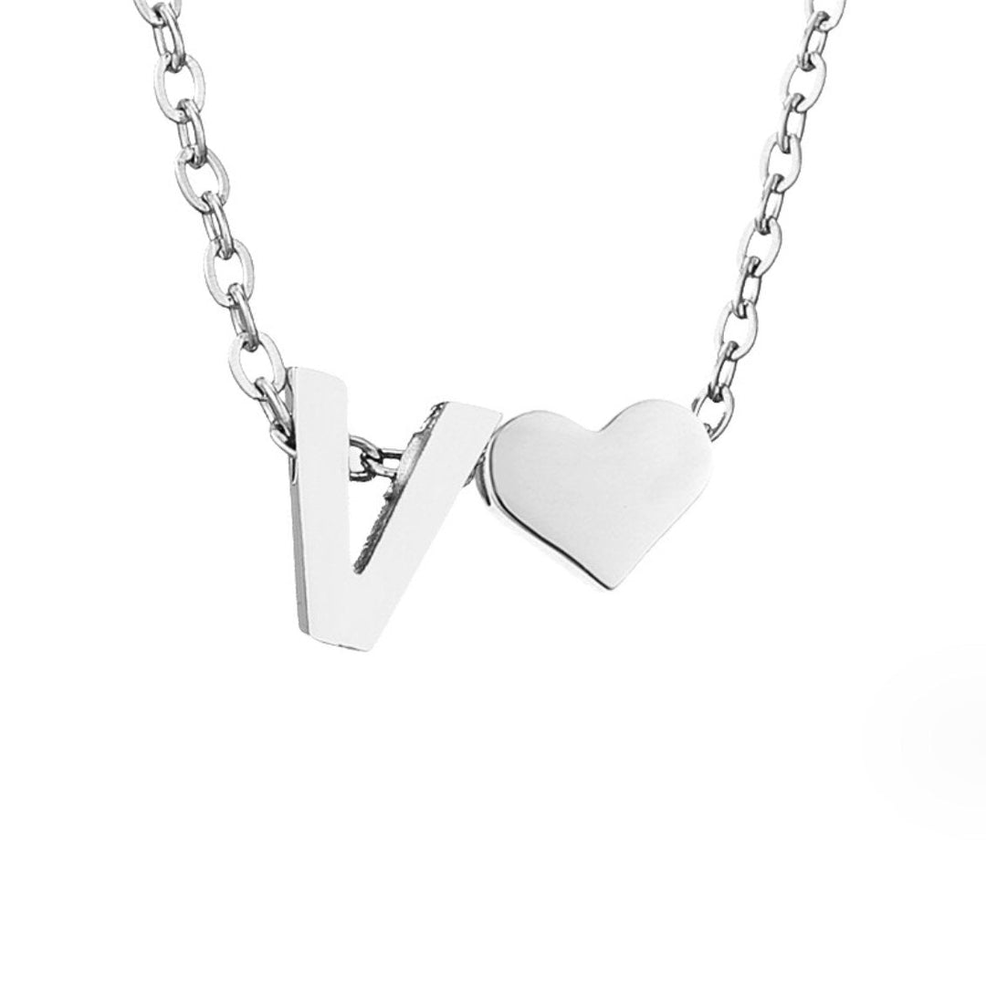 Classic Heart Pendant Necklace with Personalized Initial