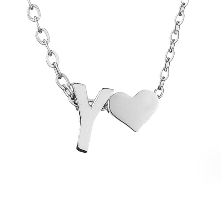 Classic Heart Pendant Necklace with Personalized Initial