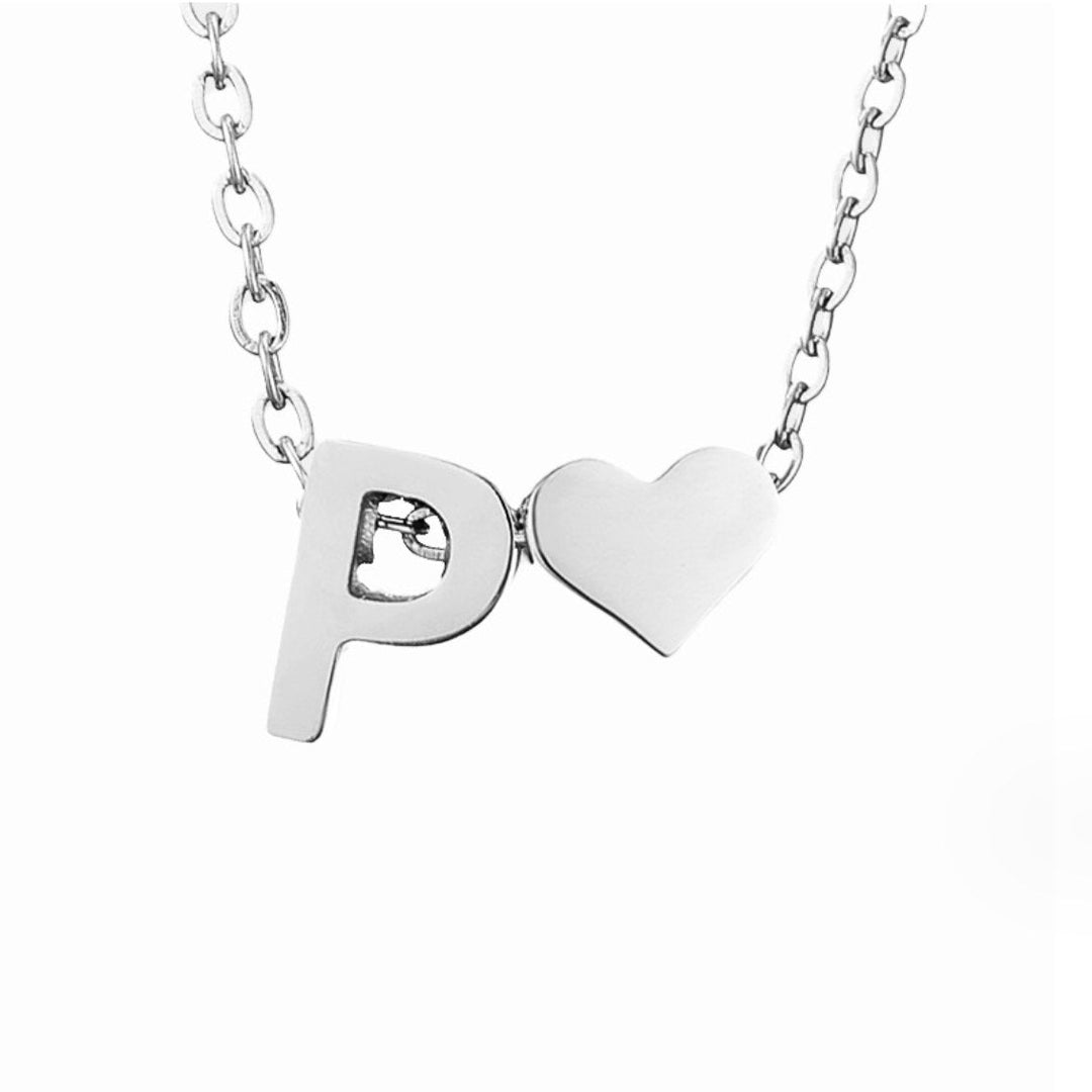 Classic Heart Pendant Necklace with Personalized Initial