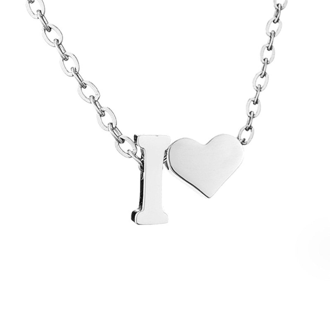 Classic Heart Pendant Necklace with Personalized Initial