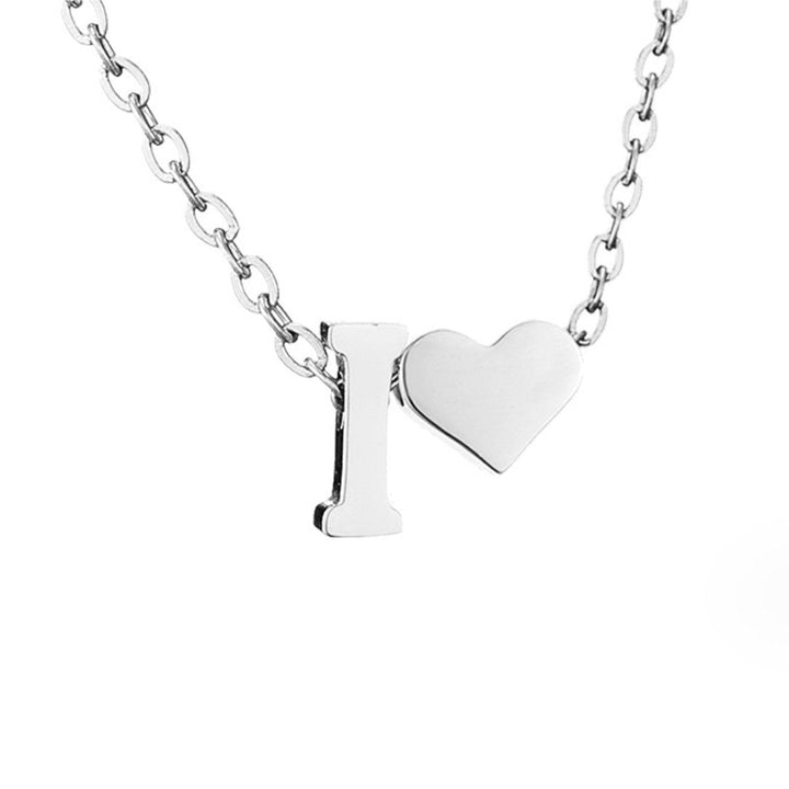 Classic Heart Pendant Necklace with Personalized Initial