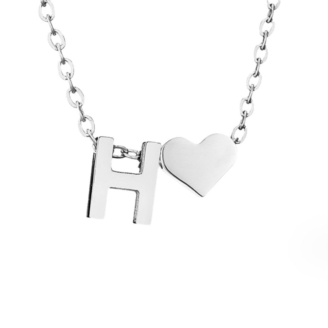 Classic Heart Pendant Necklace with Personalized Initial