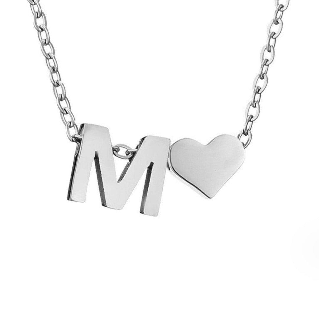 Classic Heart Pendant Necklace with Personalized Initial