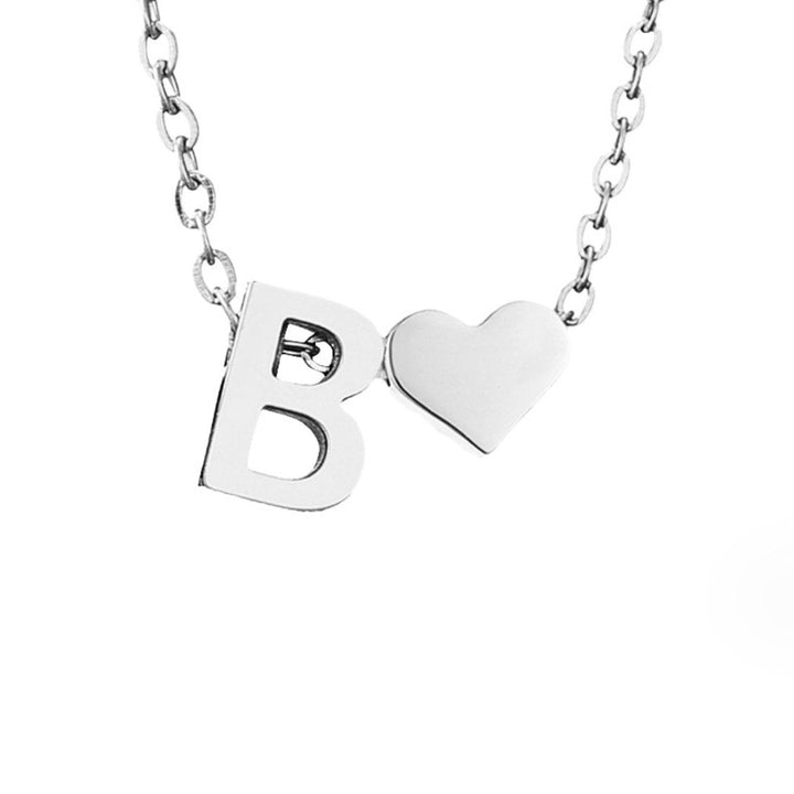 Classic Heart Pendant Necklace with Personalized Initial