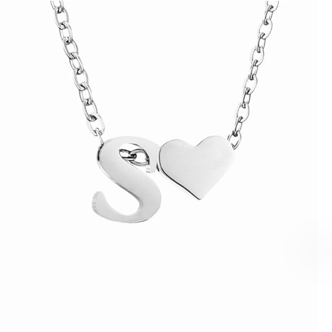 Classic Heart Pendant Necklace with Personalized Initial