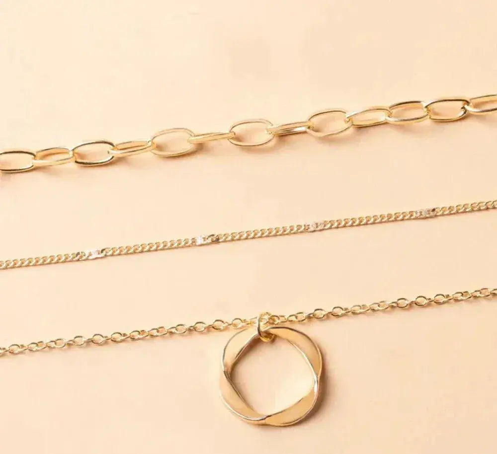 Timeless Gold Pendant Layered Necklace