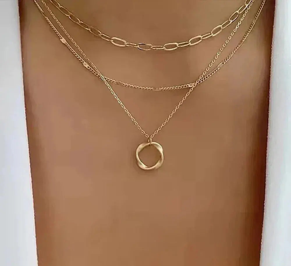Timeless Gold Pendant Layered Necklace