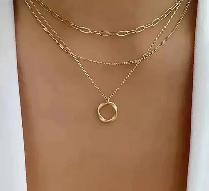 Timeless Gold Pendant Layered Necklace